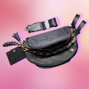 Bum Bag Bundle Deal | Black Nylon Crossbody +  Acrylic Chain & Card Holder